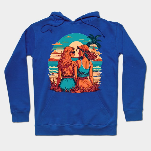 Two Girls on The Beach Hoodie by ElMass